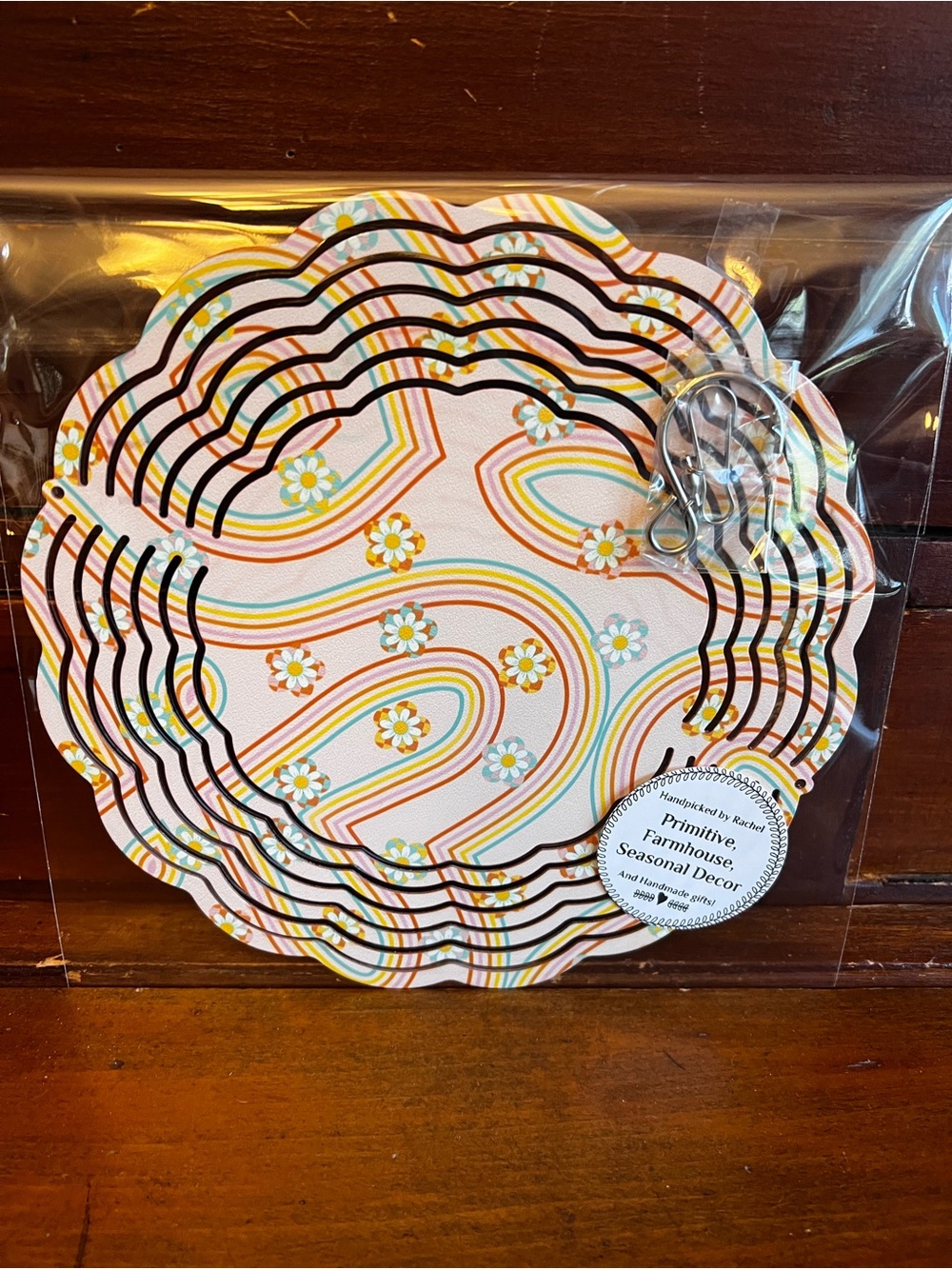 New rainbows & flowers & orange Layered Wind Spinner - Hanging Garden Decor